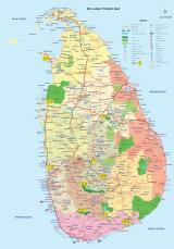 Sri Lanka Itinerary Map. Numbers represent location for the night of the tour.  (photo copyright Sri Lanka Tourism)