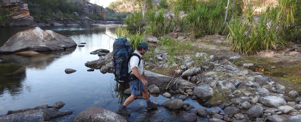 Hiking into White-throated Grasswren country  (photo copyright Mike Jarvis)